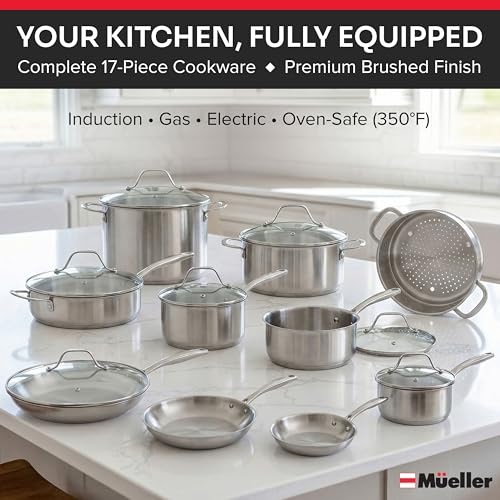 Mueller 17 Piece Stainless Steel Pots and Pans Set