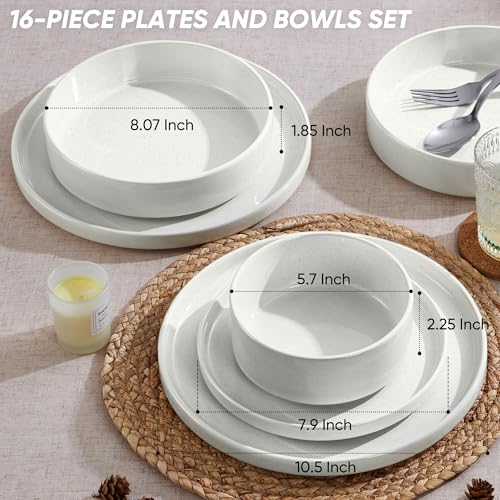 16 Piece Stoneware Dinnerware Sets with Pasta Bowls (16 Count)