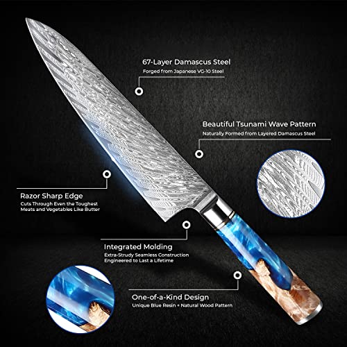 SENKEN 7 Piece Damascus Kitchen Knife Set (7 Count)