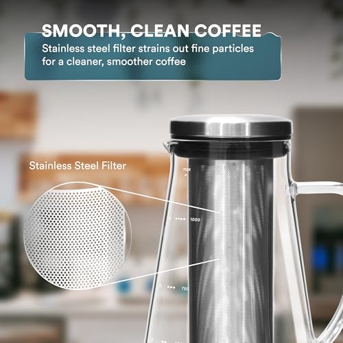 Airtight Cold Brew Coffee Maker with Tea Infuser & Spout 1.0L (34 Ounces)