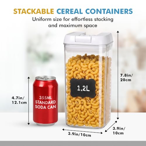 6 PC 1.2L Clear Plastic Airtight Pantry Storage Containers with Lids (Matte White)