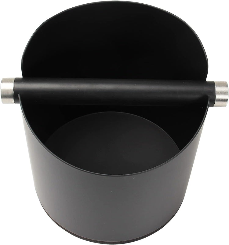 DIBTSA Large Size Coffee Knock Box, Espresso Knock Box Stainless Steel Espresso Machine Accessories with Removable Knock Bar and Non-Slip Base Coffee Grounds Container Bin (Black)