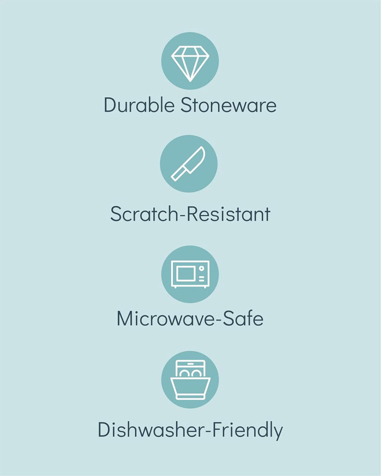 16 Piece Dinnerware Sets for 4 - Modern Style Stoneware Dinnerware Set - Scratch Resistant,Dishwasher,Microwave Safe Plates and Bowls Sets Ceramic,Dish Set, Bowl and Plate Set - Beige and Light Blue…