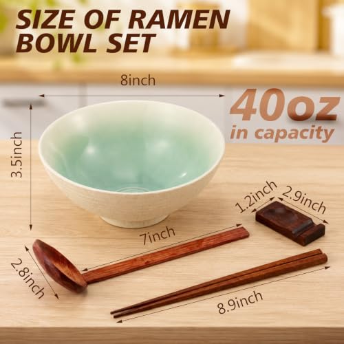 40oz Ceramic Japanese Ramen Bowls Set of 4 (Simple Style)