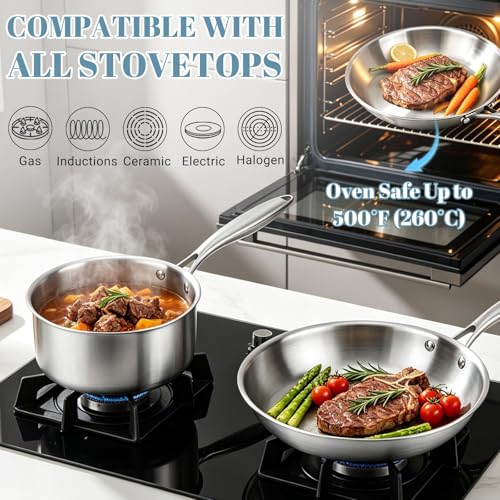 Tri Ply Stainless Steel Cookware Set with Steamer (21 Count)