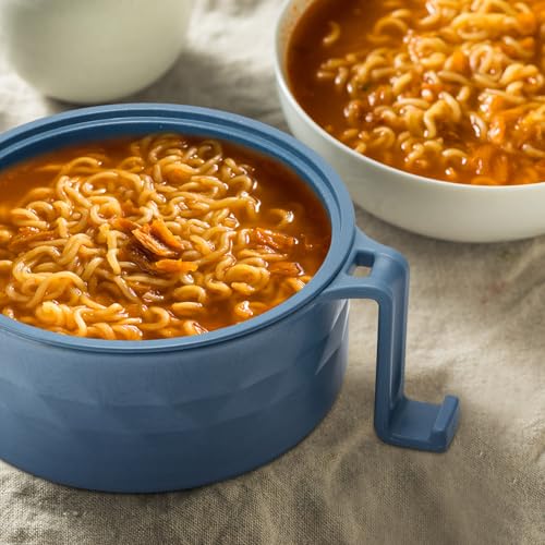 6 Sets Microwave Ramen Bowl with Utensils Bulk (Blue,Green)