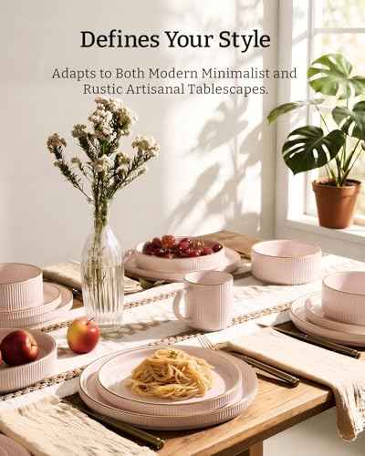 Plates and Bowls Set with Rim (12 Count)