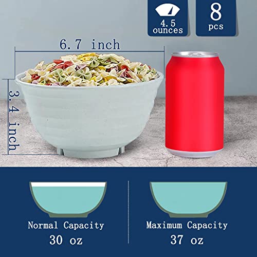 Unbreakable Cereal Bowls 30 OZ Ramen Bowl Microwave and Dishwasher Safe BPA (Beige / 30 Oz)