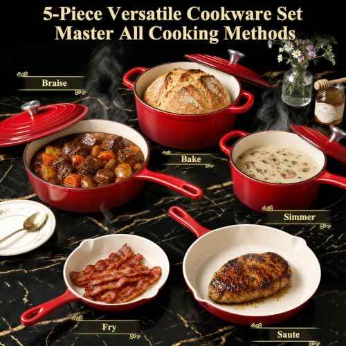 Nonstick Enameled Cast Iron Cookware Set