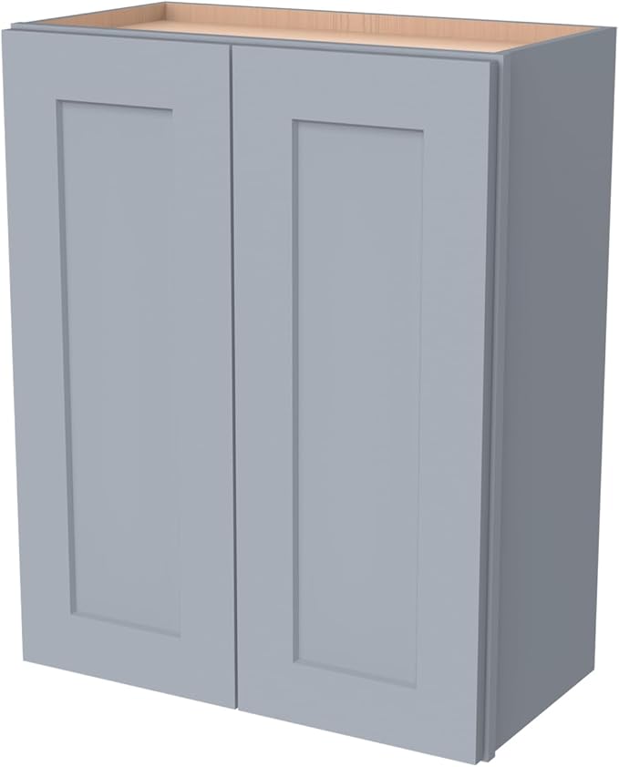 Wall-Mounted Cabinet – Solid Wood Shaker Style Medicine Cabinet with Adjustable Shelves & Soft-Close Doors for Bathroom, Kitchen, and Office Storage (Grey, 30" W x 12" D x 30" H)