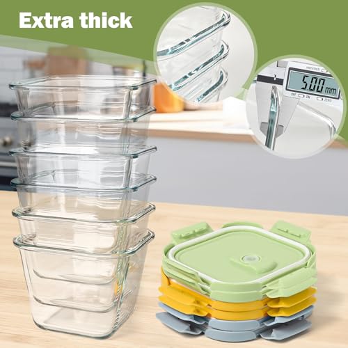 Borosilicate Glass Soup Containers with Lids (Multicolor6)