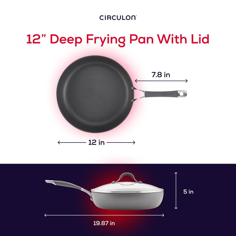 Radiance Hard Anodized Nonstick Deep Frying Pan with Lid