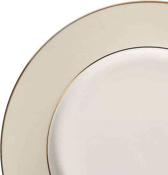Lorren Home Trends La Luna Bone China 57-Piece Beige Border with 24K Gold Trim Dinnerware Set, Service for 8