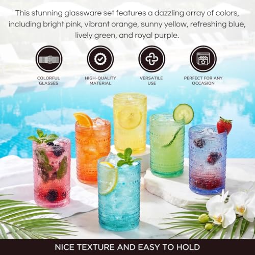 Hobnail Beaded Highball Drinking Tumbler Glasses
