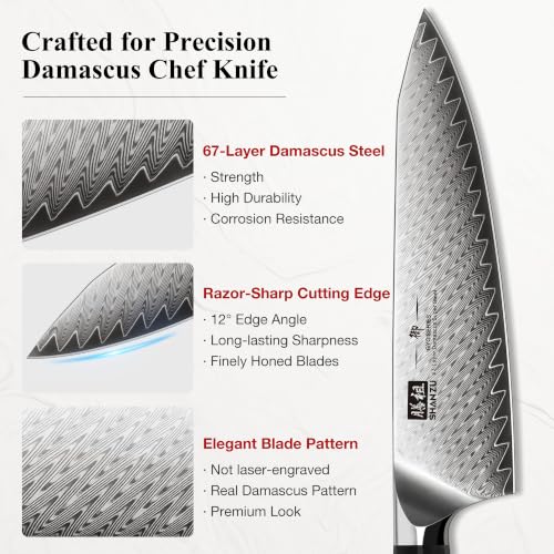 3 PCS Damascus Knife Set (3 Count)