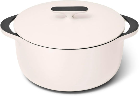 Caraway Enameled Dutch Oven - 6.5 qt Cast Iron Dutch Oven With Lid - 3 Layer Enamel Coating - No Seasoning Required - Compatible With All Stovetops - Oven Safe - No Forever Chemicals - Cream - Nestoria