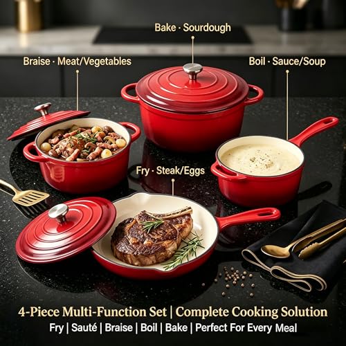 Enameled Cast Iron Cookware Set