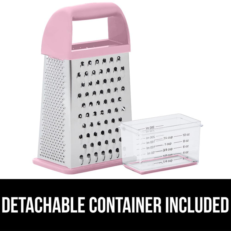 XL 4 Sided Stainless Steel Cheese Grater With Measurement Container