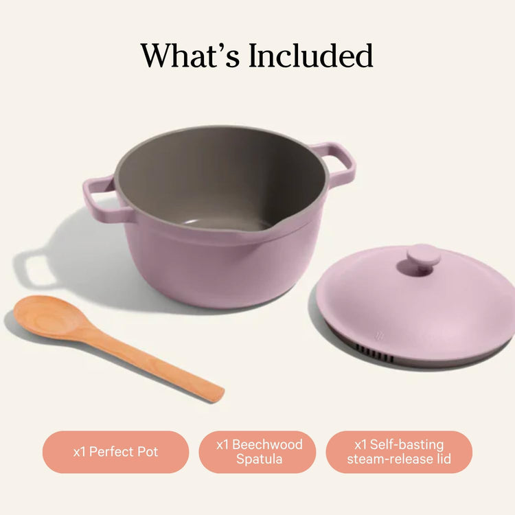 Our Place Perfect Pot - Mini 2.5Qt Nonstick Ceramic Sauce Pan with Lid | Versatile Cookware for Stovetop and Oven | Steam, Bake, Braise, Roast | PTFE & PFOA-Free | Toxin-Free, Easy to Clean | Lavender - Nestoria