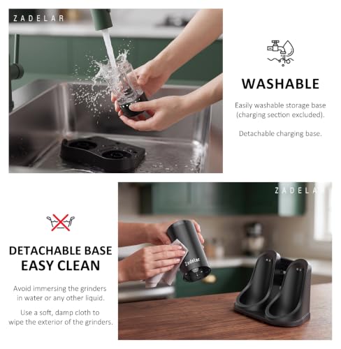 Electric Rechargeable Salt and Pepper Grinder Set (Black)