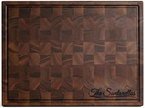 Handmade Personalized Walnut End Grain Cutting Board – Custom Engraved Wood Chopping Block, Perfect Gift for Home Chefs by GrainWoods (22x16x2 Inches)