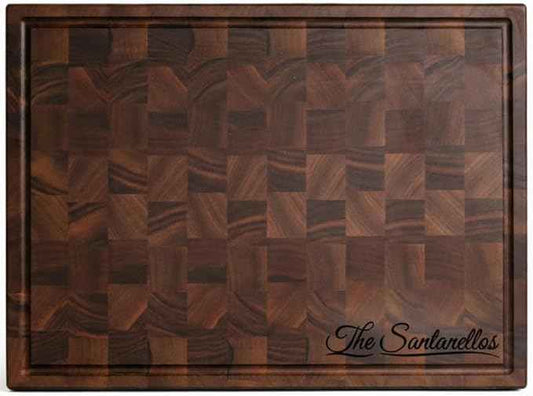 Handmade Personalized Walnut End Grain Cutting Board – Custom Engraved Wood Chopping Block, Perfect Gift for Home Chefs by GrainWoods (24x18x2 Inches)