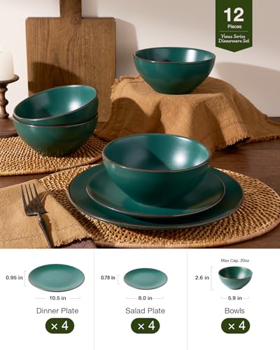 Venus Plates and Bowls Sets (Dark Green / Serves 4 (12pc))