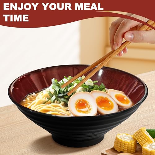 8 Inch 4 Sets Ceramic Ramen Bowl (B:Red&Black / 8 INCH 4 Set)