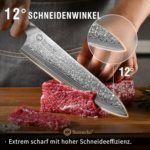 7 Piece Damascus Kitchen Knife Set with Block (7 Count)