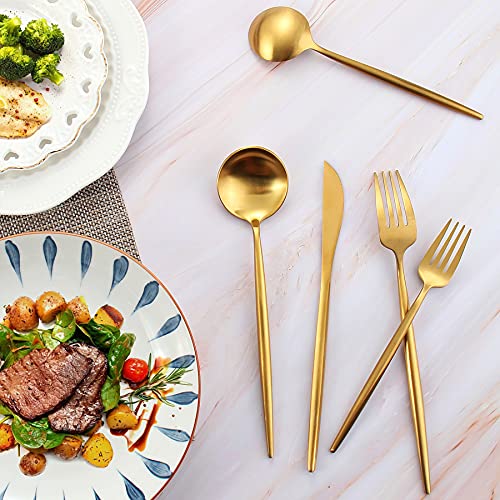 Matte Gold Silverware Set for 4 (20 Count)