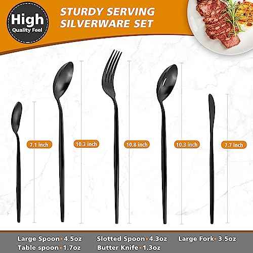 5pcs Matte Black Serving Set