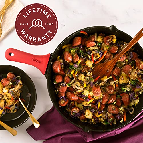 15" Cast Iron Skillet + Glass Lid Cover + Pan Scraper + Heat (15")