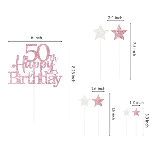 Rose Gold 50th Birthday Cake Topper (7 Count)