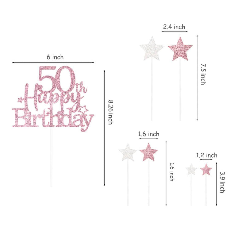 Rose Gold 50th Birthday Cake Topper (7 Count)