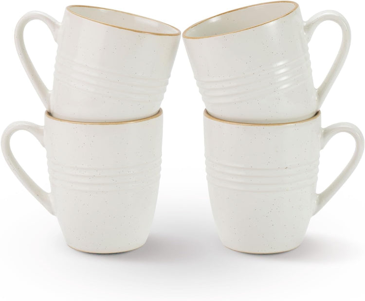 famiware Jupiter Coffee Mugs Set of 4, 14 OZ Coffee Mug, Microwave and Dishwasher Safe, Coffee Cups with Handle for Coffee, Tea, Cocoa, Milk, White