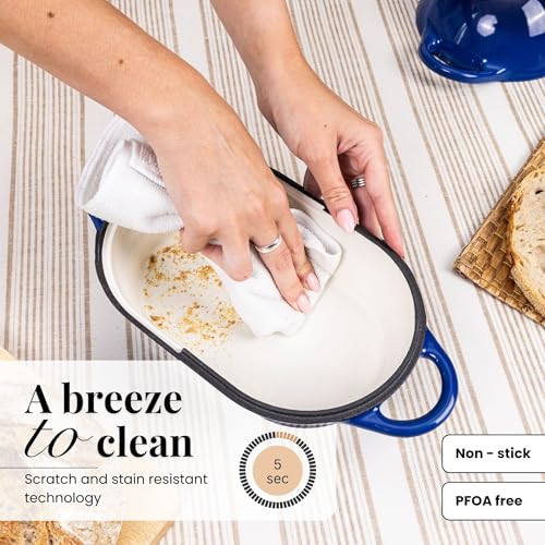 Dutch Oven For Sourdough Bread Baking (24cm x 16cm / Dark Blue)