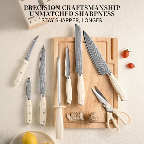Damascus Kitchen Knife Set 14 Pieces with Shears & Sharpener
