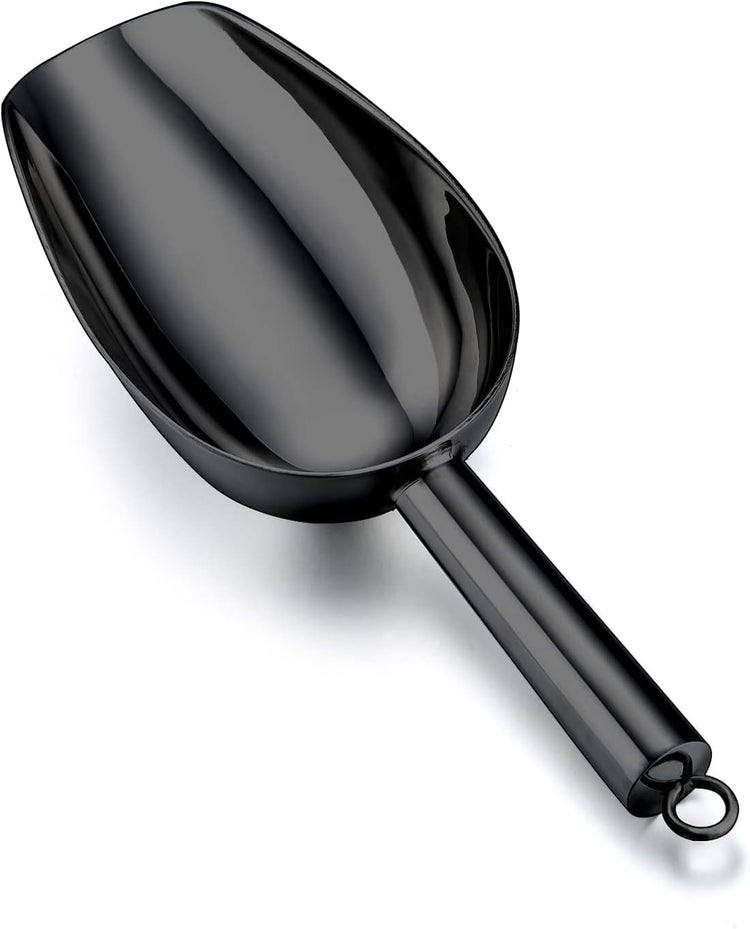 TeamFar 5oz Ice Scoop, Stainless Steel Food Scoop Metal Ice Scooper for Kitchen Bar Party Wedding, Heavy Duty & Sturdy, Easy Storage & Versatile, Mirror Finish & Smooth Edge, Black