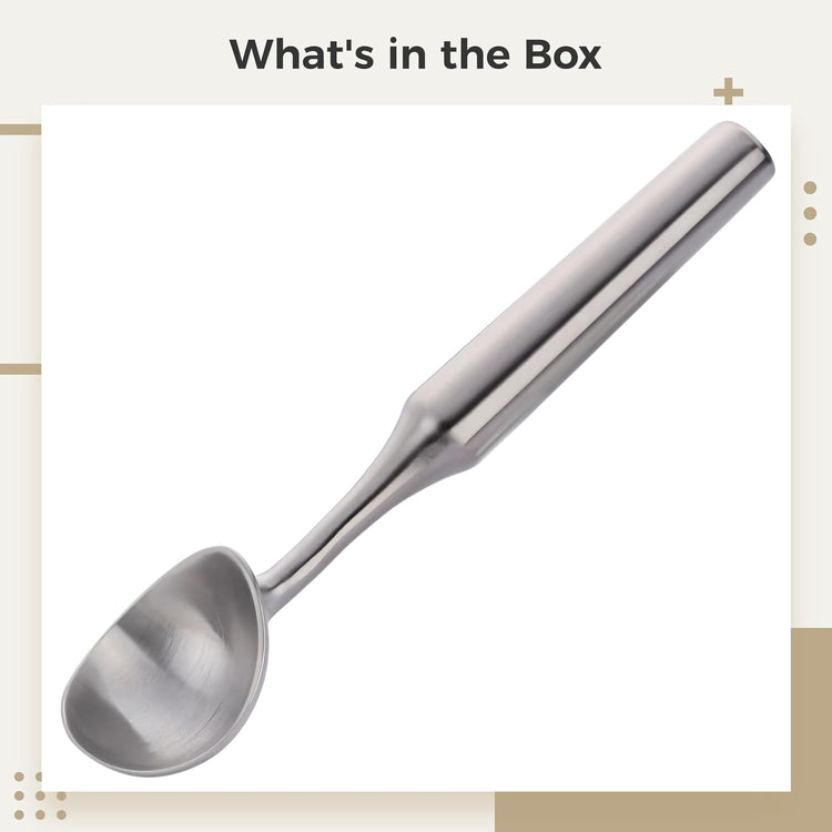 Homaisson Ice Cream Scooper Stainless Steel, Long-Handle Ice Cream Scoop, Ergonomic Design, Easy Release with Non-Stick Surface, Dishwasher Safe