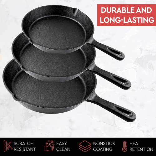 Cast Iron Skillet 3 (6.25”/8”/10” Set)