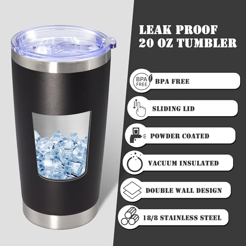 20 oz Tumbler Insulated Tumblers Stainless Steel Coffee Mug (Black)