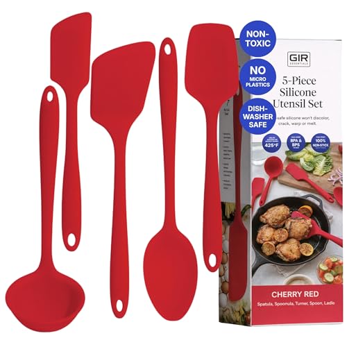 5 Piece Silicone Kitchen Utensils Set (Cherry Red / 5 - Piece Set)