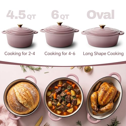 4.5 Quart Dutch Oven Pot with Lid (4.5 QT / Pink)