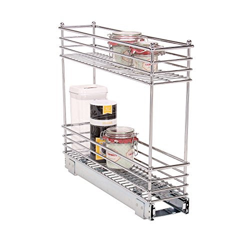 Chrome 2 Tier Sliding Cabinet Organizer (2-Tier / 5" - Extended)