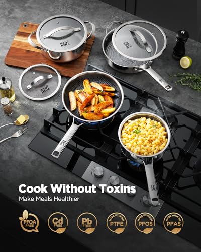 Pots and Pans Set Hybrid Stainless Steel (17 Count)