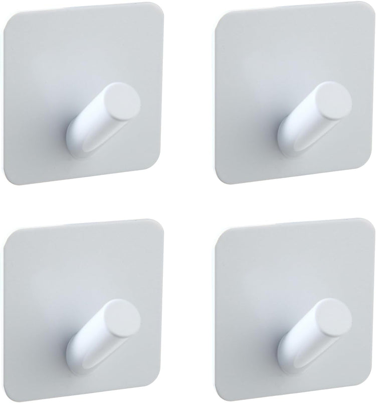 Aluminum Wall Hooks, No Drill Damage-Free Adhesive Hook, Product for Hanging Heavy Duty for Bathroom Kitchen Home (Slanting Square White Hook, 4)