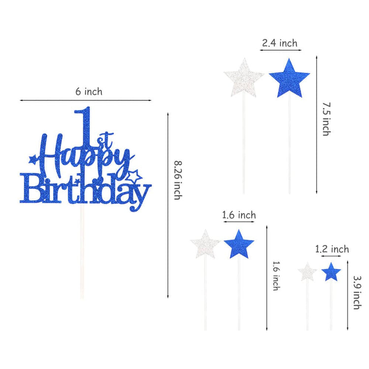 Royal Blue 1st Birthday Cake Topper (7 Count)