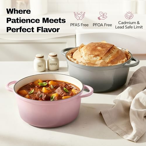 6 Quart Dutch Oven Pot with Lid (6 QT / Gray)