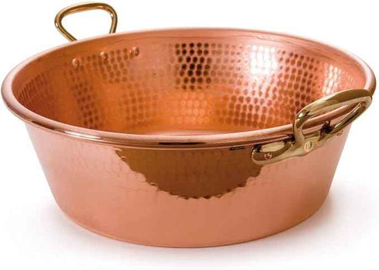 Mauviel M'Passion 1.2 mm Hammered Copper Jam Pan With Brass Handles, 14.4-qt, Made In France
