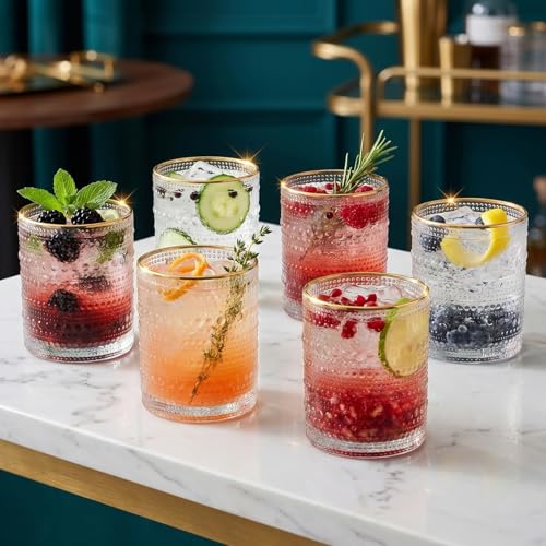 Gold Rim Hobnail Highball Glasses Set of 6 (6 Count)